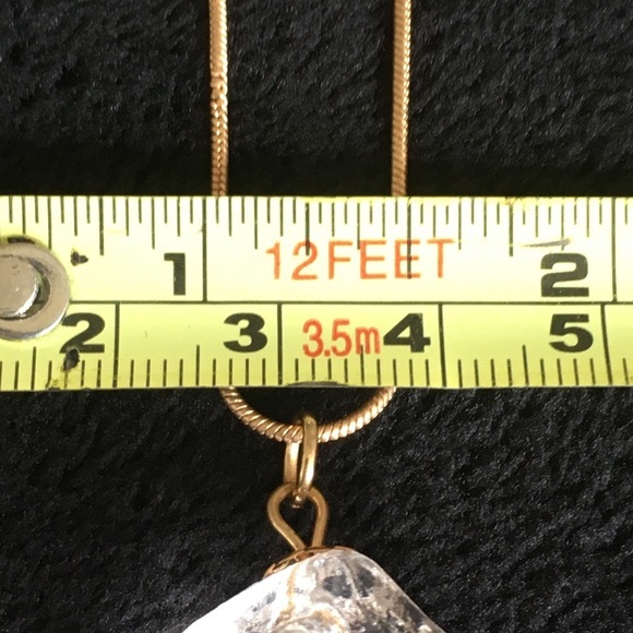 Vintage Gold Tone Clear Rock Necklace - Picture 9 of 10